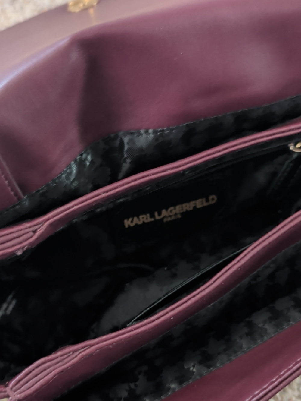 Karl Lagerfeld Plum Crossbody Shoulder Bag with Gold Hardware - Picture 3 of 6